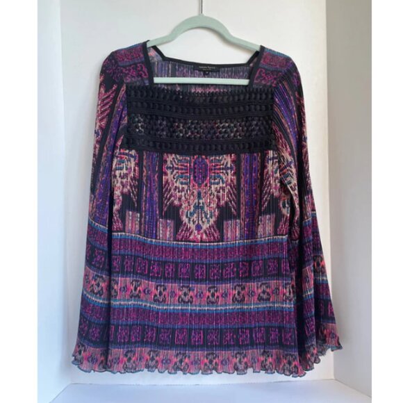 Nanette Lepore Boho Crochet Tunic Top Large Multicolor - Picture 1 of 9